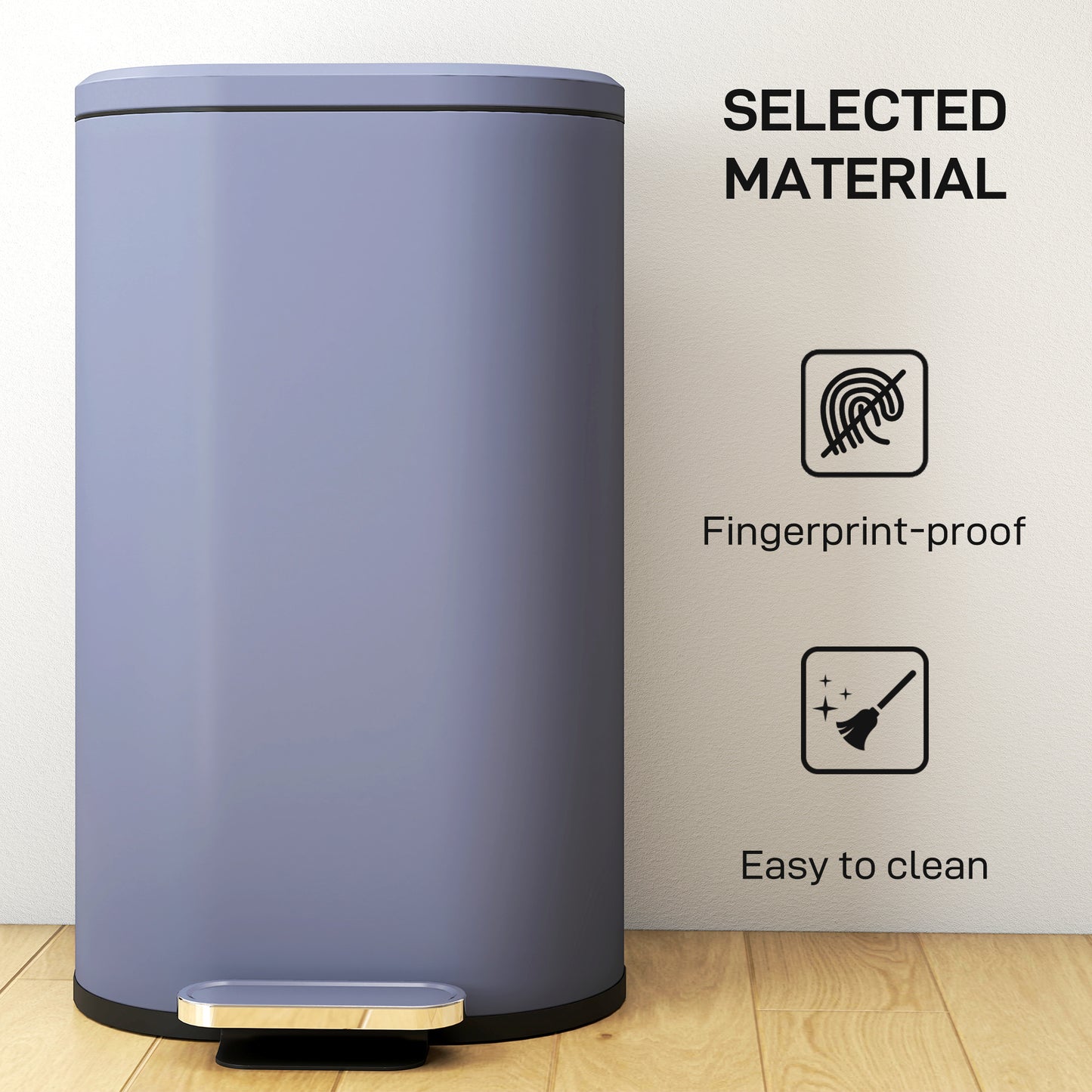30 L Modern Curved Kitchen Bin - Grey