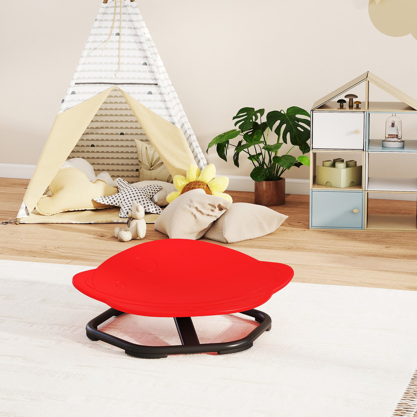 Planet-Shaped-kids Swivel Chair, Sensory Spinning Chair for Balance, Coordination Training, Red