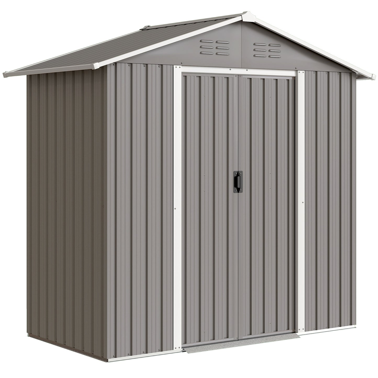 6.5 x 3.5ft Metal Garden Storage Shed - Light Grey