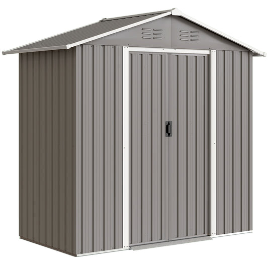 6.5 x 3.5ft Metal Garden Storage Shed - Light Grey