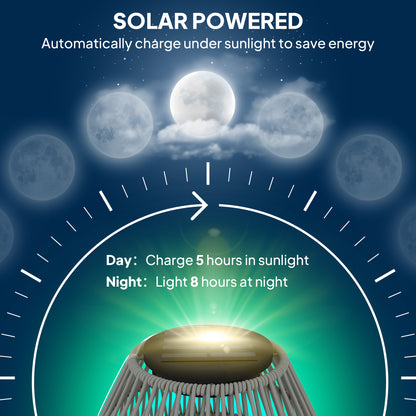 Rattan Solar Lamp, Garden Solar Lantern with Auto On/Off Light, IP44 Waterproof, Decorative Outdoor Rattan Lamp for Porch