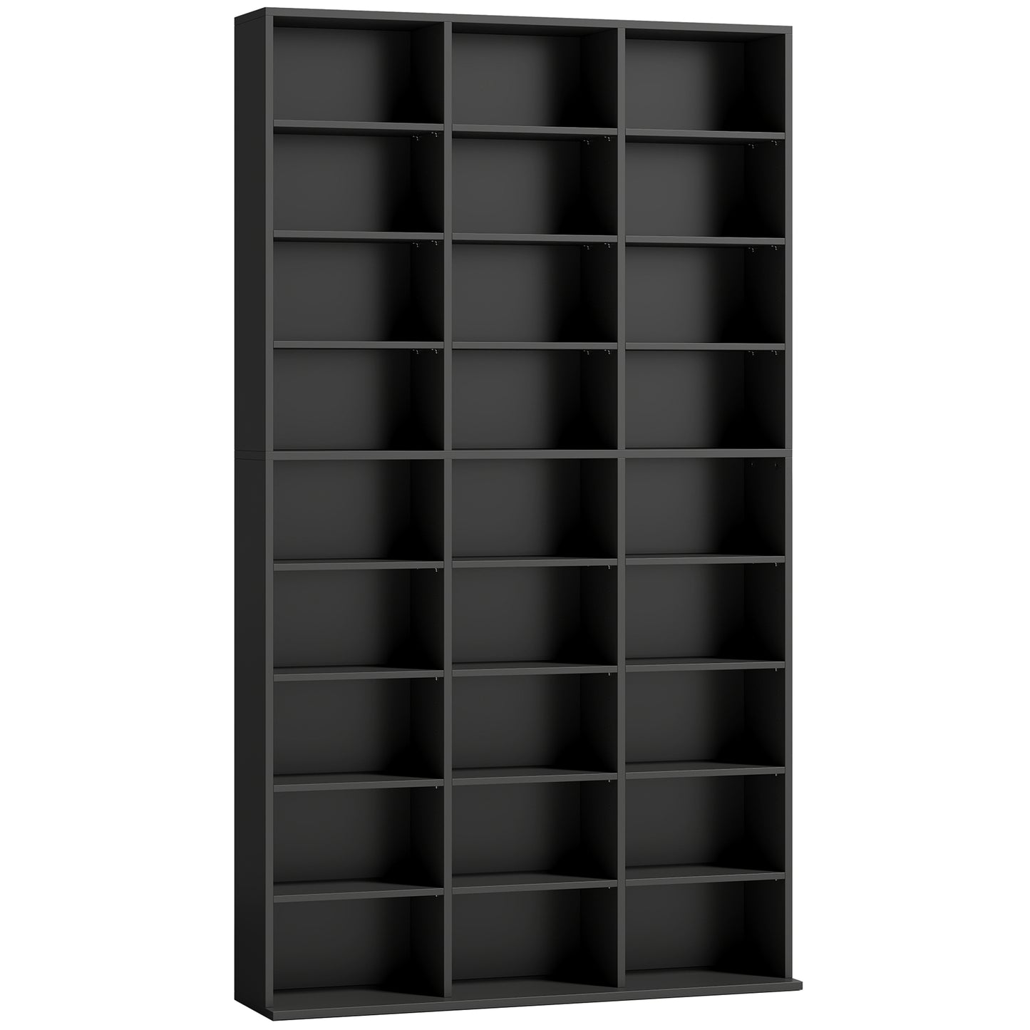 835 CD/500 DVD Storage Unit, Blu-ray Media Storage Shelf with 27 Compartments and 21 Adjustable Shelves, Black