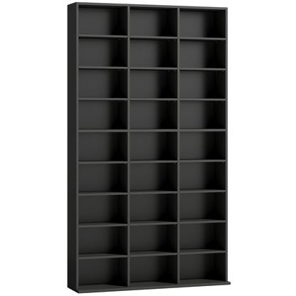 835 CD/500 DVD Storage Unit, Blu-ray Media Storage Shelf with 27 Compartments and 21 Adjustable Shelves, Black