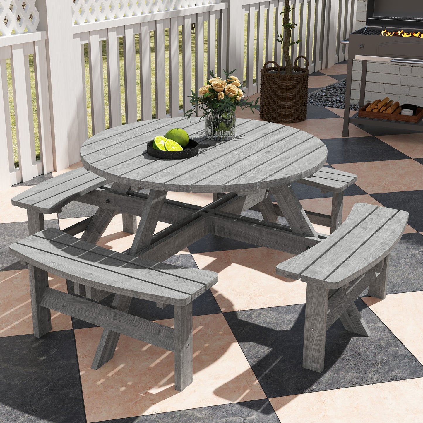 8-Seater Wooden Picnic Set-Fir Wood