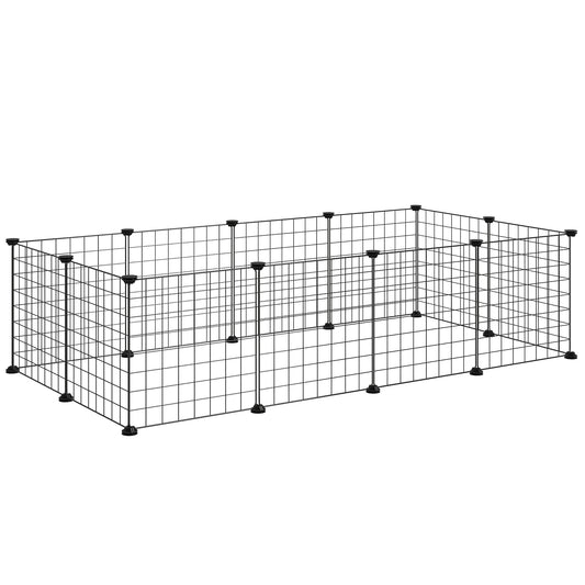 DIY Pet Playpen Metal Wire Fence 12 Panel Enclosure Indoor Outdoor Guinea Pig Bunny Small Animals Cage Black