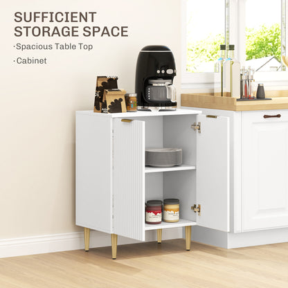 Sideboard Buffet Cabinet, Modern Kitchen Storage Cabinet with Adjustable Shelf and Metal Legs, White