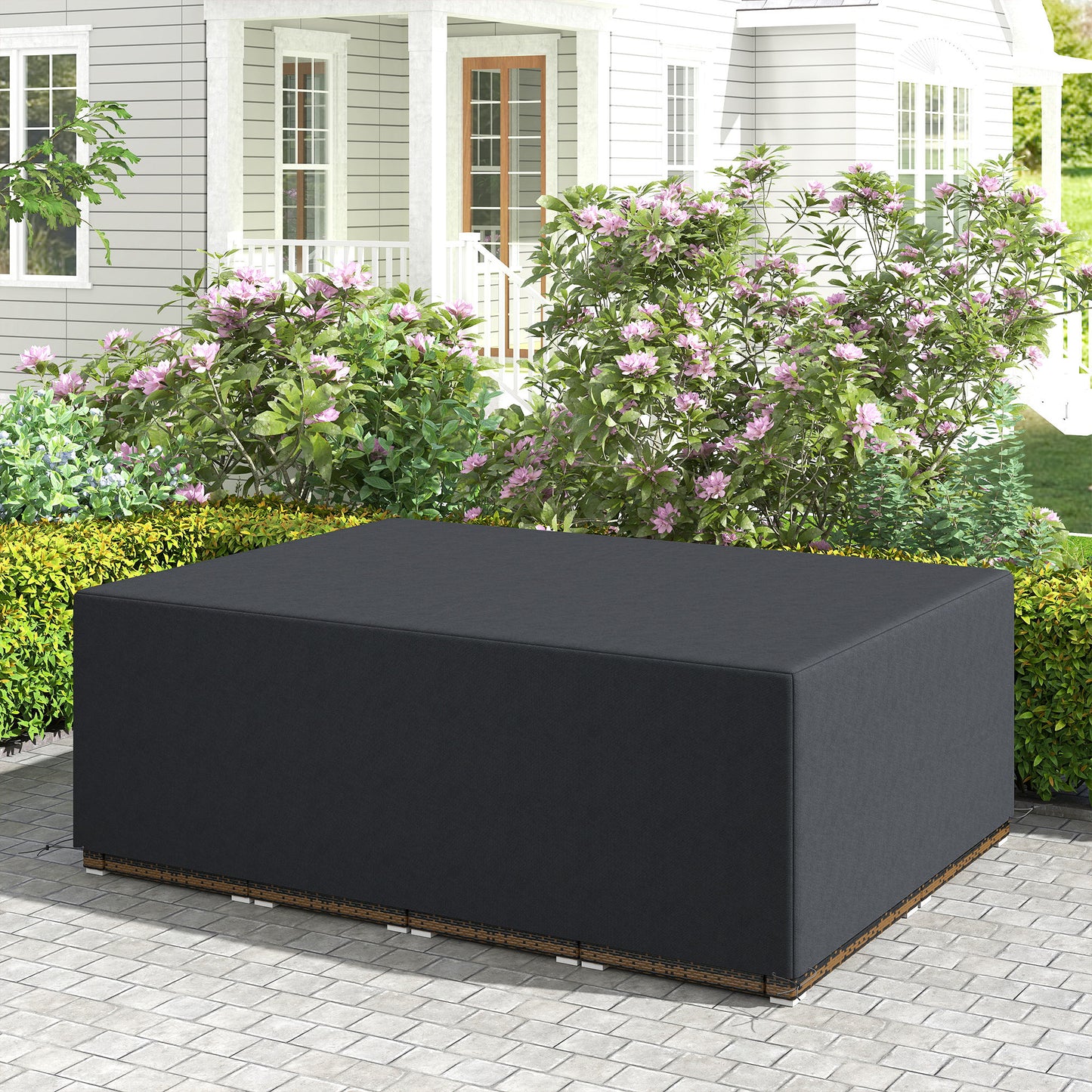 600D Oxford Outdoor Garden Furniture Sofa Set Cover, Waterproof Anti-UV Rattan Sun Lounger Protection Protector Cover
