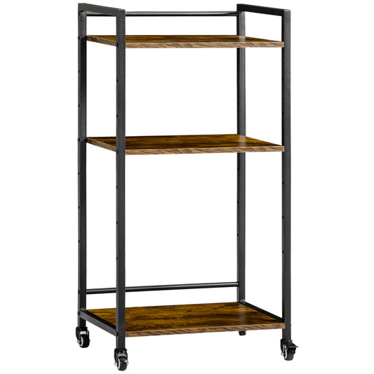 3-Tier Printer Stand, Utility Cart, Rolling Trolley with Adjustable Shelves with Lockable Wheels for Home Office