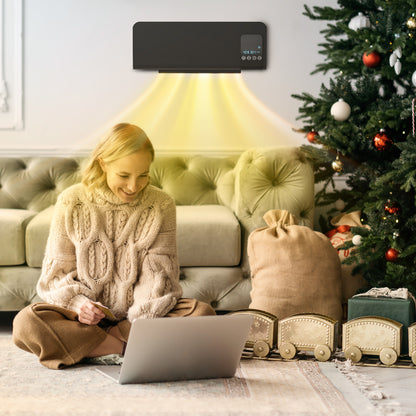 2000W Wall Mounted Heater, 18-45°C Temperature, Black