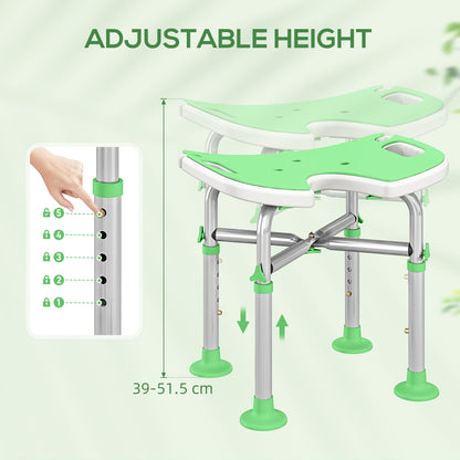 39-51.5cm 'U' Seat Padded Shower Stool - Green