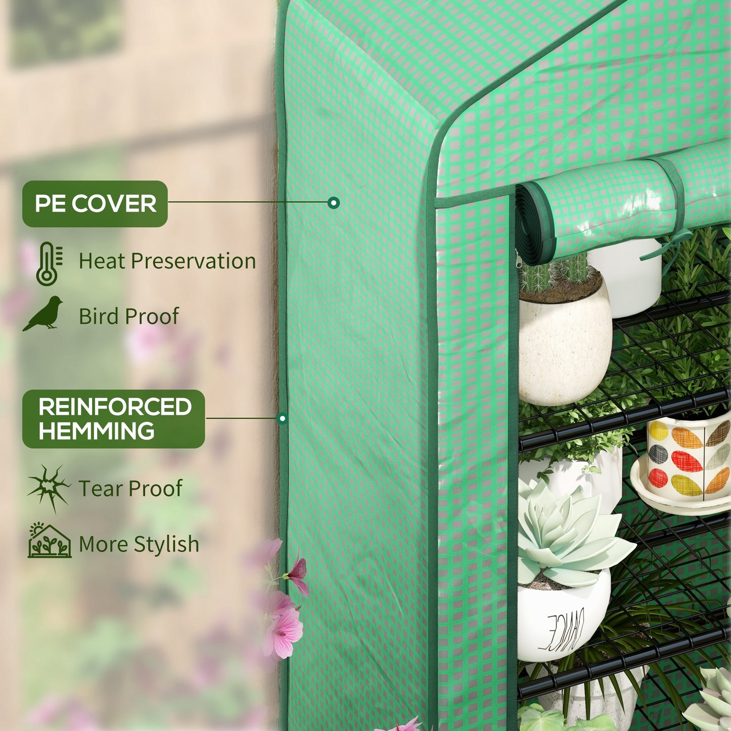Four-Tier Mini Greenhouse, with Reinforced Plastic Cover
