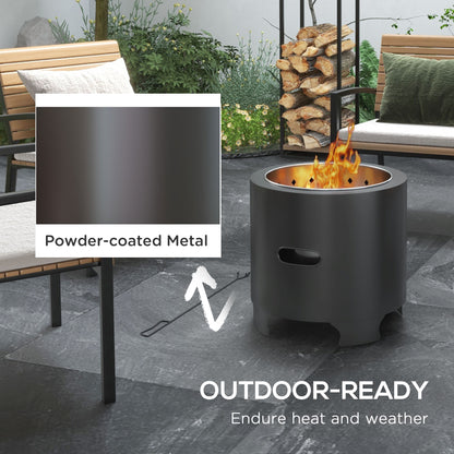 Smokeless Fire Pit, 45cm Portable Wood Burning Firepit, Round Metal Bonfire Stove with Poker for Garden, Camping, Black