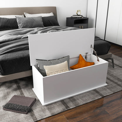 113L Storage Chest, Storage Box with Flip-Top Lid and 2 Safety Hinges, Storage Trunk for Living Room, Entryway