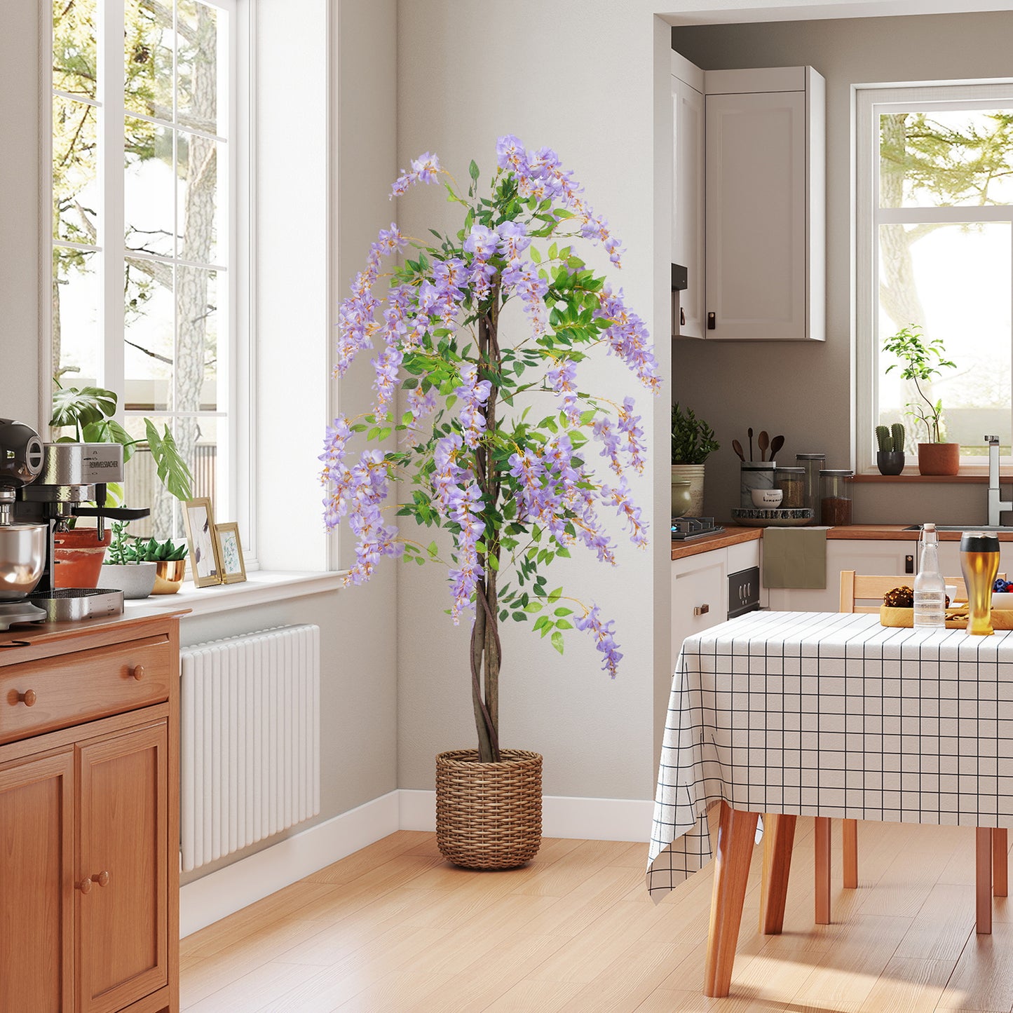 180cm Ficus Artificial Tree, Fake Wisteria Tree in Nursery Pot