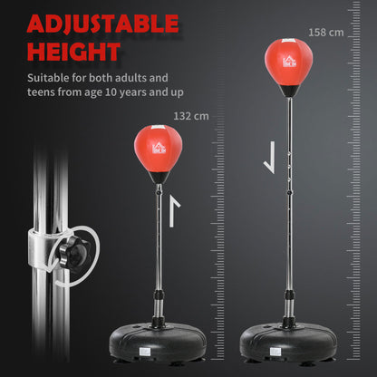 Punching Bag with Stand, 133-151cm Adjustable Height, for Teens, Red/Black