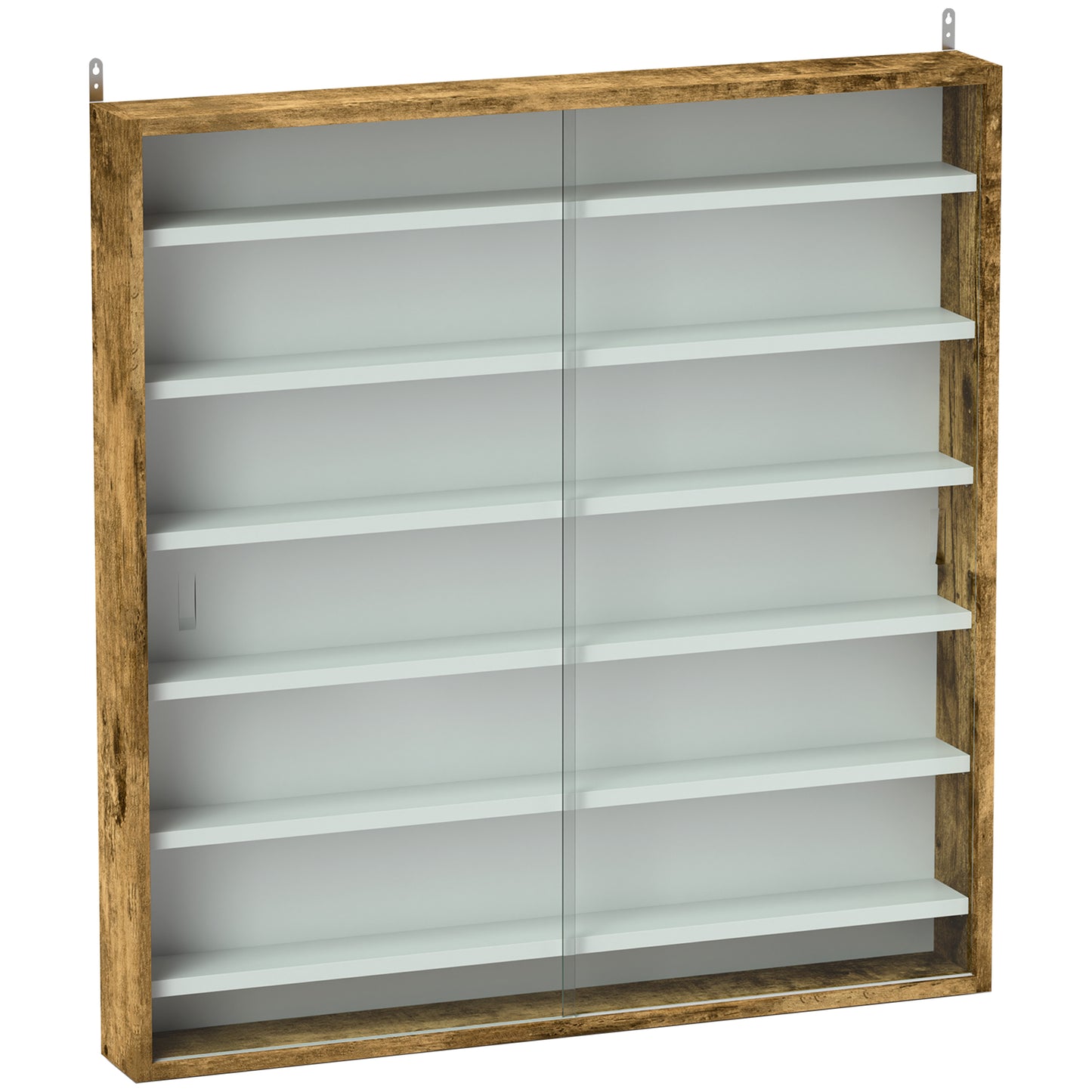 Six Shelf Display Cabinet, with Glass Doors - Brown