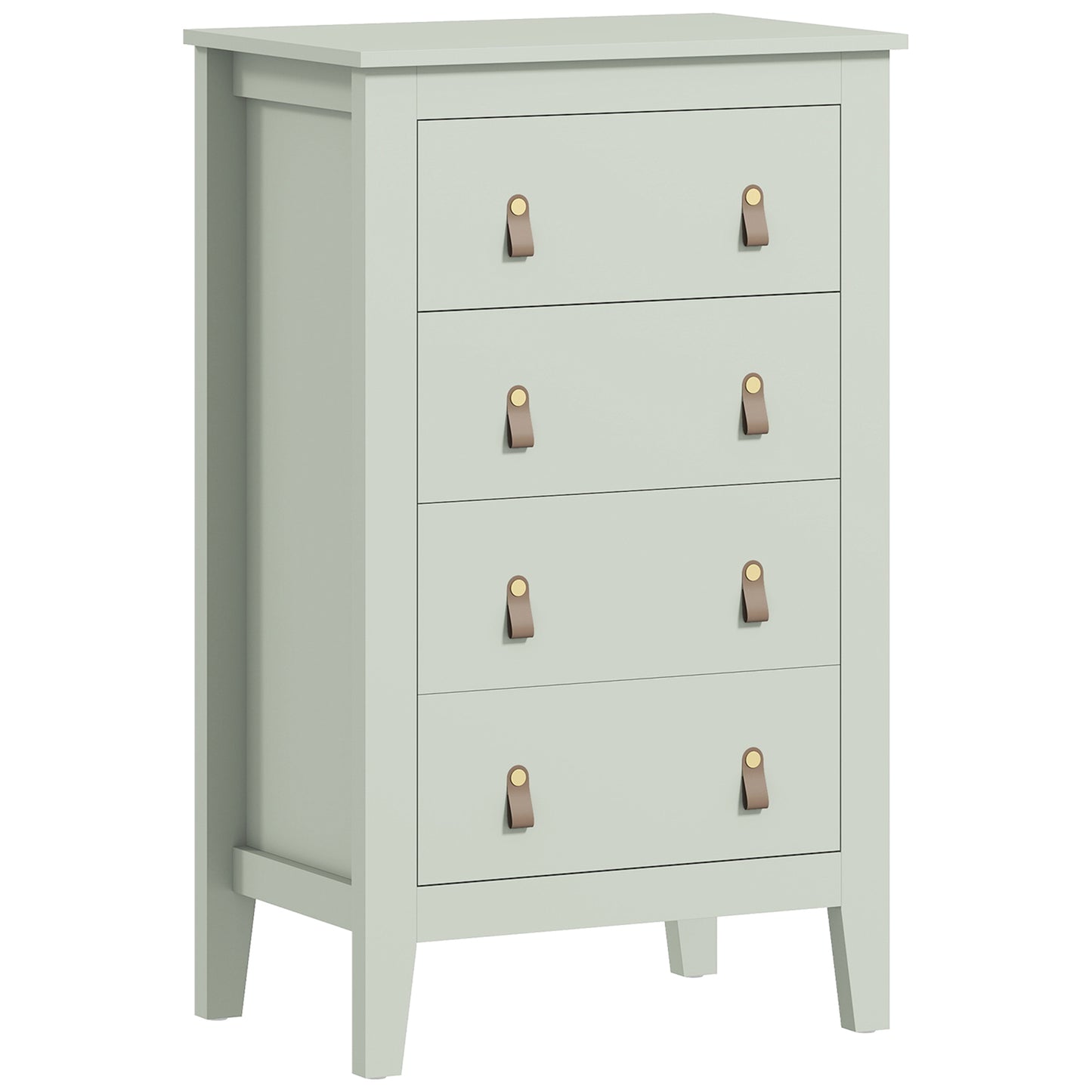 Bedroom Chest of Drawers, Modern 4 Drawer Dresser Cabinet with PU Leather Handles and Metal Runners for Living Room, Hallway