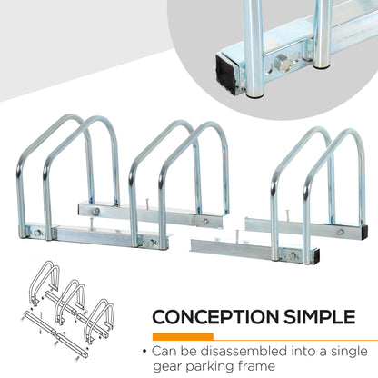 Bike Stand Parking Rack Floor or Wall Mount Bicycle Cycle Storage Locking Stand 76W x 33D x 27H (3 Racks, Silver)