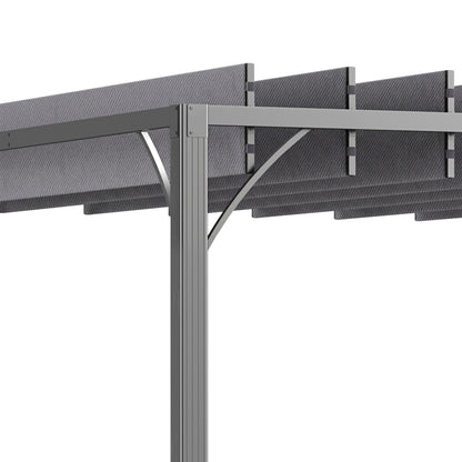 3 x 3(m) Outdoor Pergola with Retractable Roof, Aluminium Louvered Patio Gazebo Canopy for Garden, Patio, Grey