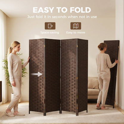 Wave Fibre Freestanding Folding Privacy Screen Panels, Room Divider, Dark Brown
