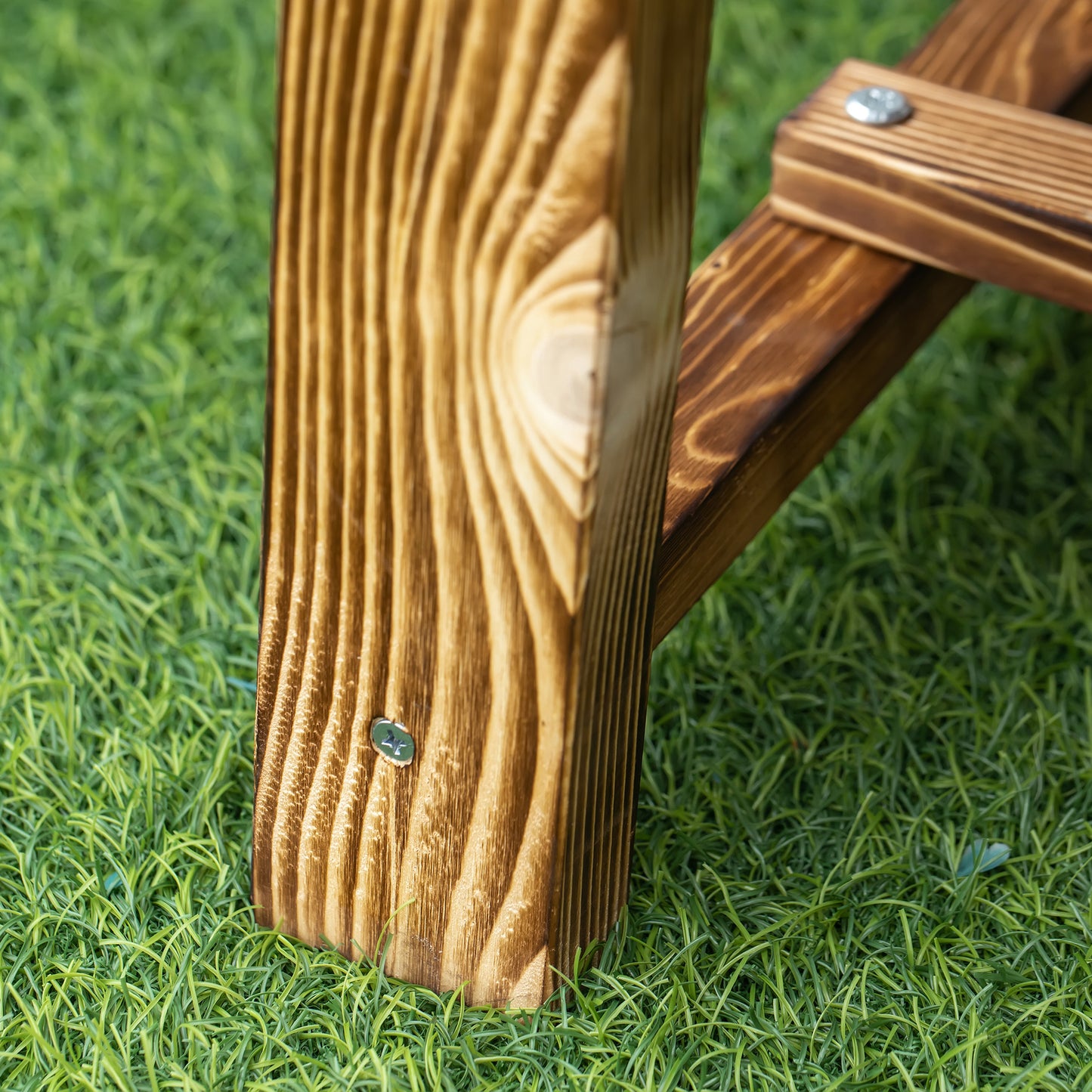 1 Piece 2-seater Outdoor Indoor Wooden Garden Bench Fir Patio Loveseat, 110L x 38W x 35Hcm, Carbonised