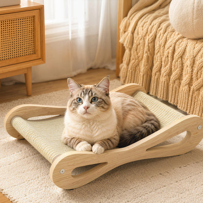 2 in 1 Sisal Cat Scratcher Bed Cat Scratching Board and Lounger 60 x 35 x 13 cm Cream White