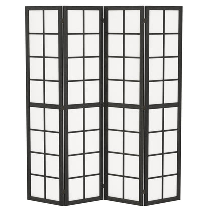 4 Panel Folding Room Divider, Freestanding Room Separator, Indoor Privacy Screen for Living Room, Bedroom, Black