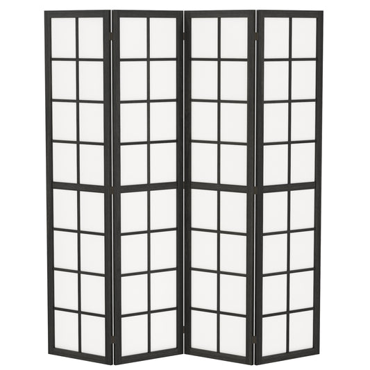 4 Panel Folding Room Divider, Freestanding Room Separator, Indoor Privacy Screen for Living Room, Bedroom, Black