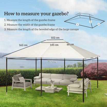 3 x 4m Gazebo Canopy Replacement Cover, Gazebo Roof Replacement (TOP COVER ONLY), Cream White