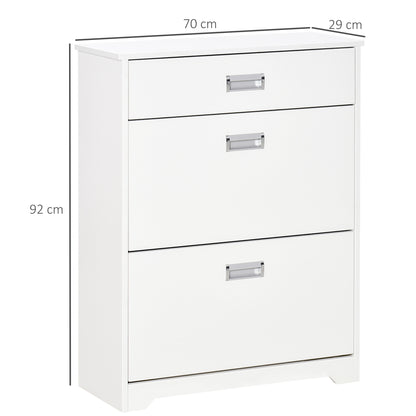 Shoe Cabinet, Slim Shoe Storage Cabinet with Drawer, 2 Flip-up Doors and Adjustable Shelf