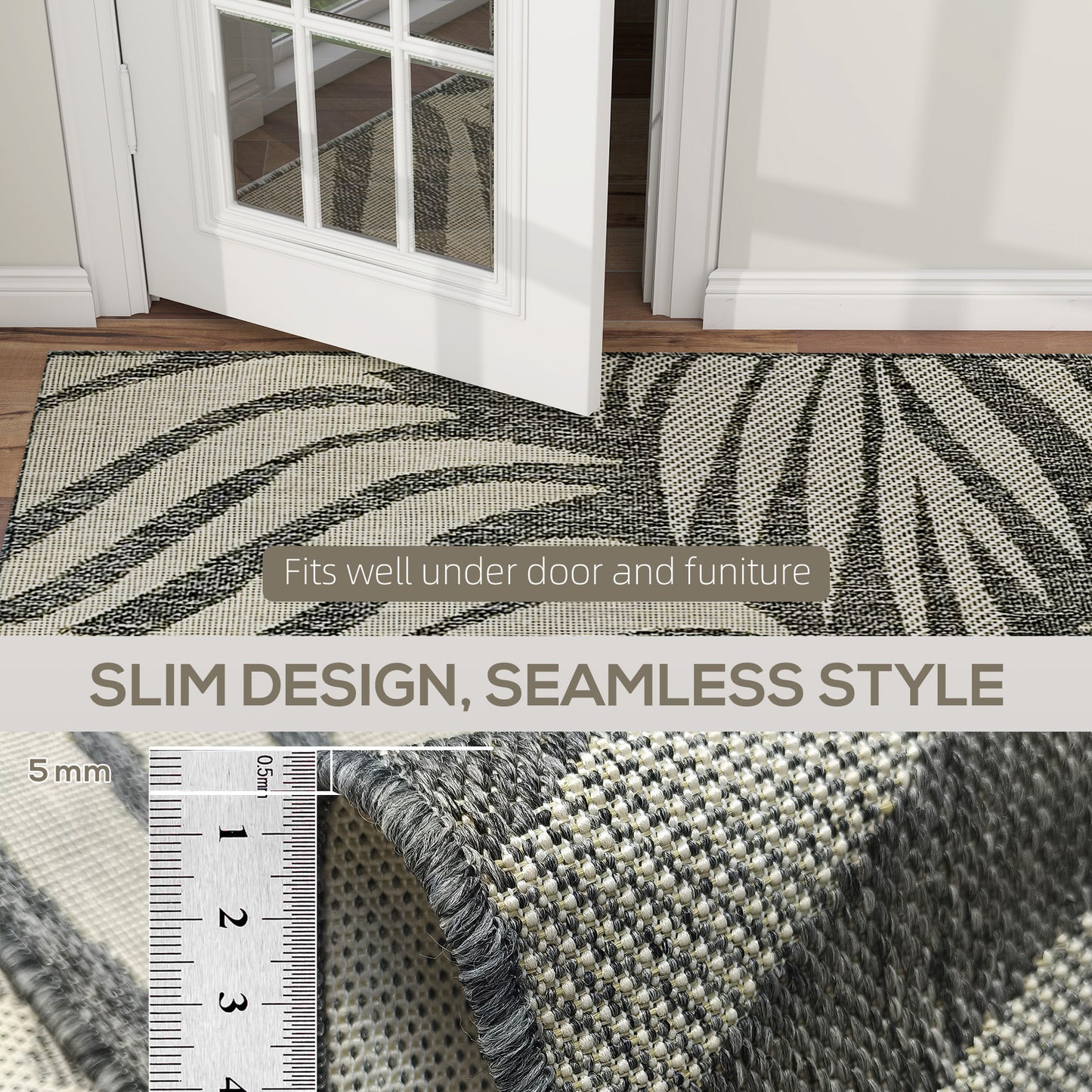 UV Resistant Indoor & Outdoor Area Rug, Easy-Cleaning Machine Washable Rug for Patio, Garden, Kitchen