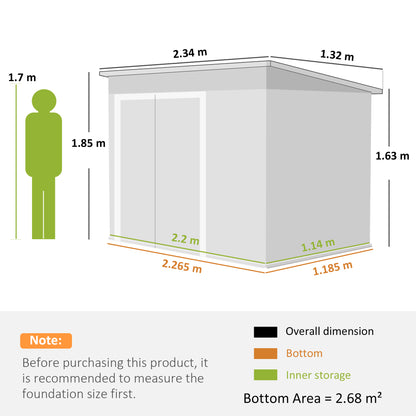 7.5 x 4.3ft Metal Garden Storage Shed, Waterproof Outdoor Shed with Triple Lockable Door, Gloves, Vents, Light Grey
