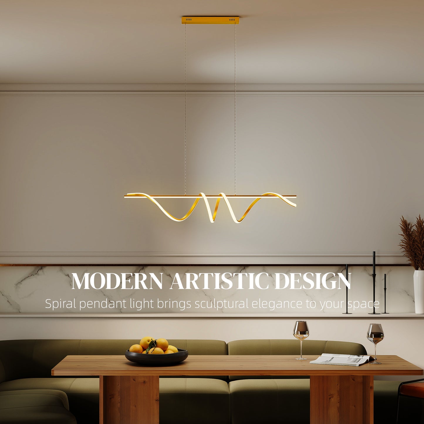 Pendant Light with 3 Colour Temperatures - Gold Tone
