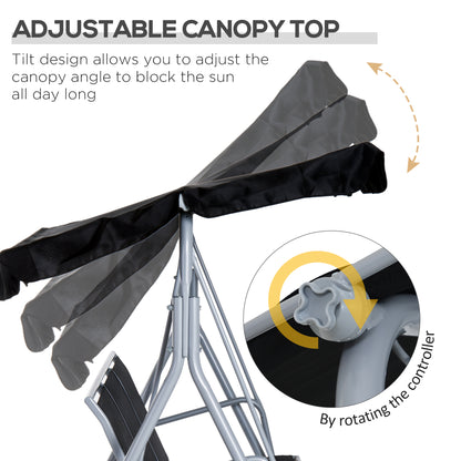 Outdoor 3-Seater Swing Chair-Black