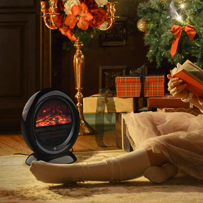 Freestanding Electric Fireplace Indoor Space Table Top Heater with Realistic Flame Effect, Rotatable Head