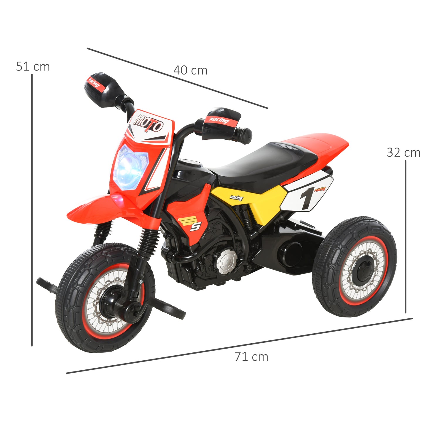 Trike for Kids, Toddler Pedal Motorcycle, Kids Ride On Tricycle Early Learning w/ Music Lights Handlebar Stickers Exercise Bo