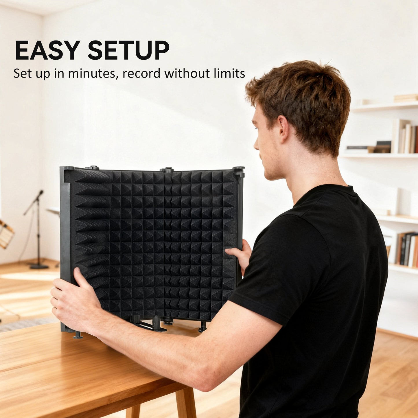 Studio Microphone Isolation Shield, Foldable Adjustable Recording Studio Equipment