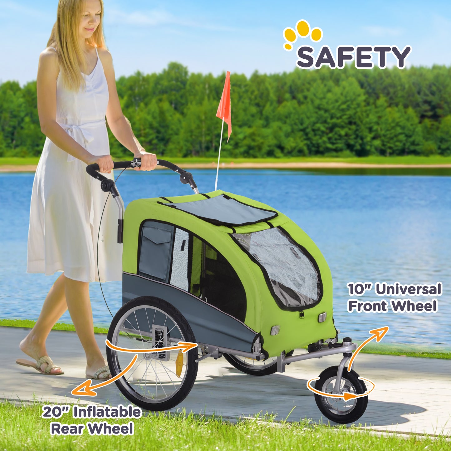 Dog Bike Trailer Pet Stroller Cart Carrier for Bicycle 360° Rotatable