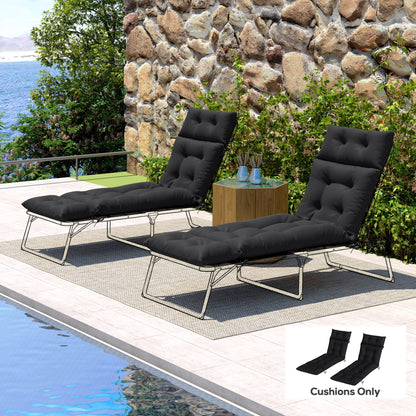 Set of Two 190 x 56cm Sun Lounger Cushions - Black