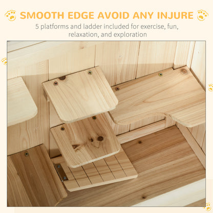 Wooden Hamster Cage with Storage Shelf, Small Animal Exercise Play House Gerbil Cage with Openable Top, Ramp for Gerbils