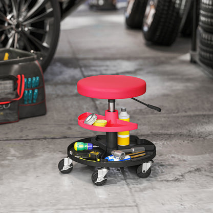 Rolling Mechanic Stool, 135kg Capacity Workshop Stool, 360° Swivel Roller Padded Creeper Seat with Wheels