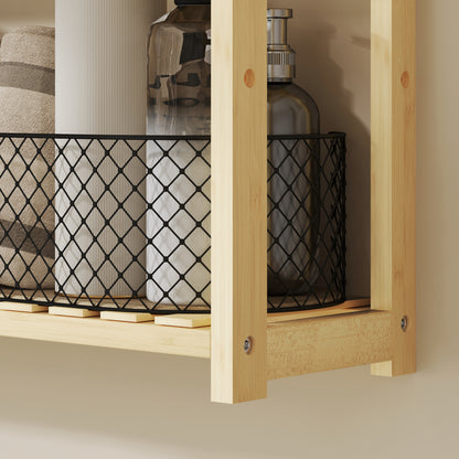 Three-Tier Bamboo Bathroom Rack - Natural Finish