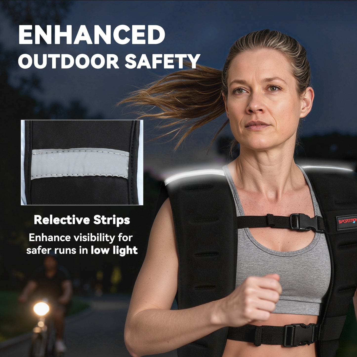 Weighted Vest, 5 kg Weight Vest with Adjustable Straps, Reflective Strips, Black