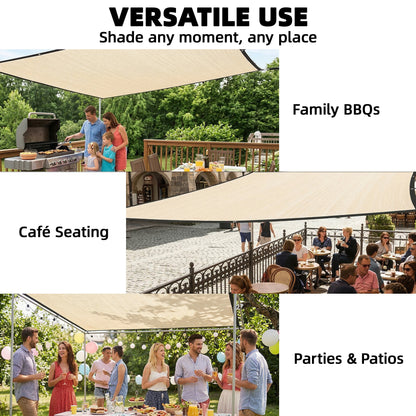 Sun Shade Sail UV Protection Canopy with Stainless Steel Eyelets for Patio Garden 2 x 3 m Beige