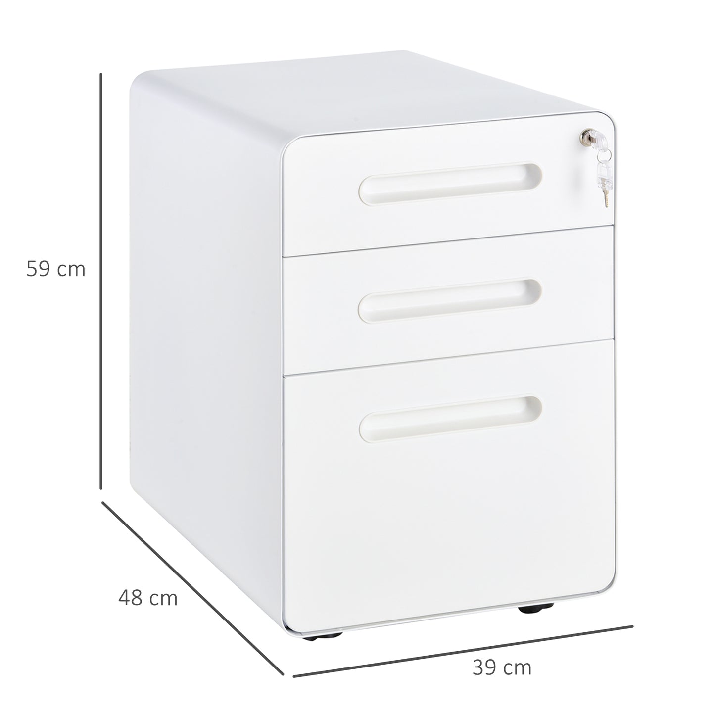 Lockable File Cabinet with 3 Drawers, Vertical Office Drawer for A4, Letter, Legal Size, Anti-tilt Design