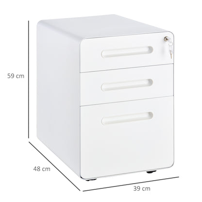 Lockable File Cabinet with 3 Drawers, Vertical Office Drawer for A4, Letter, Legal Size, Anti-tilt Design