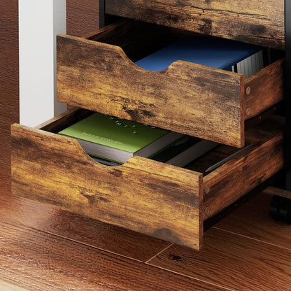 Five-Drawer Filing Cabinet - Rustic Brown