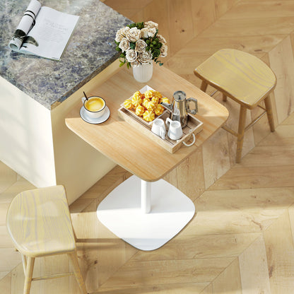Small Dining Table, 60 cm Square Kitchen Table with Wood-veneer Top and Steel Base - Natural Wood Finish