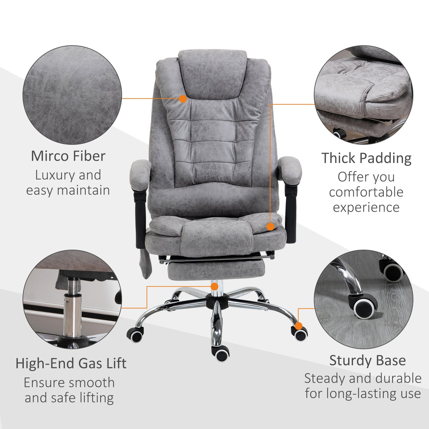 Heated 6 Points Vibration Massage Executive Office Chair