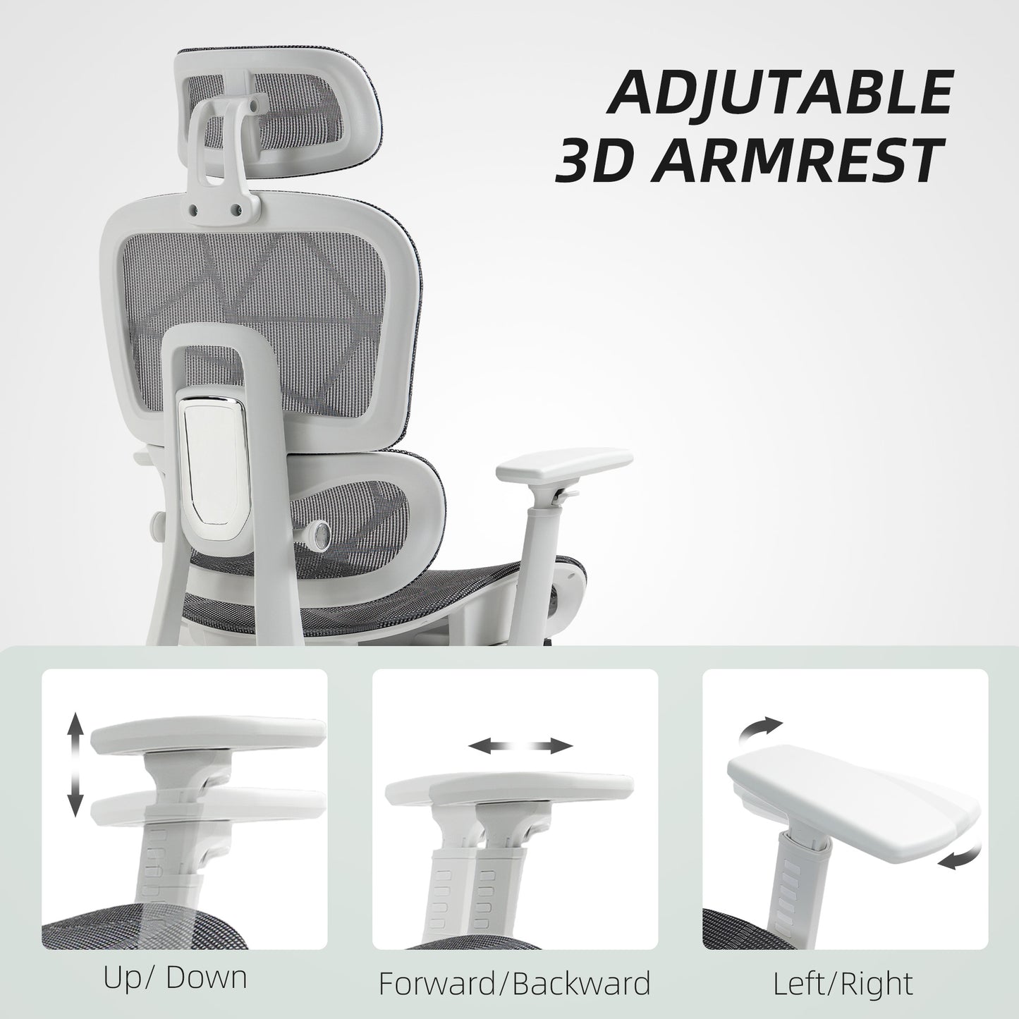 Multi-Adjustable Mesh Office Chair - Grey and White